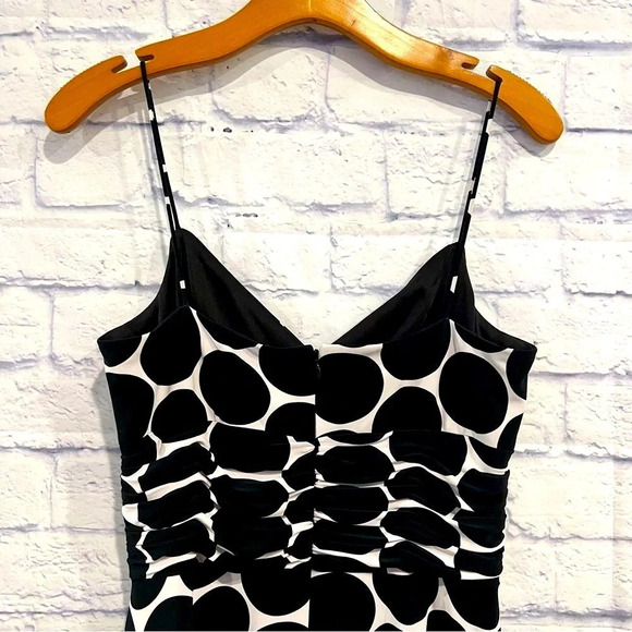 Anne Klein New York Polka‎ Dot White Black Midi Dress Empire Waist - Picture 4 of 8